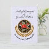 Brandweerman bruiloft uitnodiging (Staand voorkant)