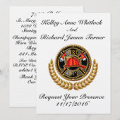 Brandweerman bruiloft uitnodiging (Voorkant / Achterkant)