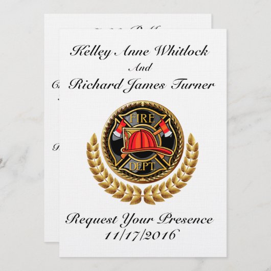 Brandweerman bruiloft uitnodiging (Voorkant / Achterkant)