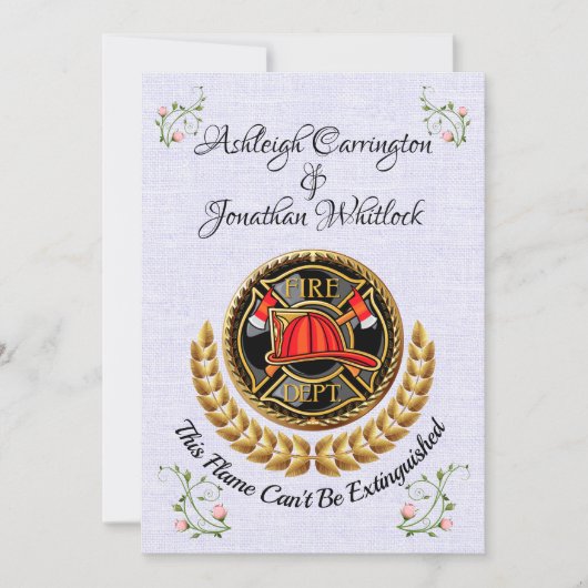 Brandweerman bruiloft uitnodiging (Voorkant)