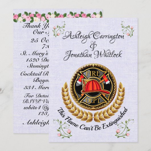 Brandweerman bruiloft uitnodiging (Voorkant / Achterkant)