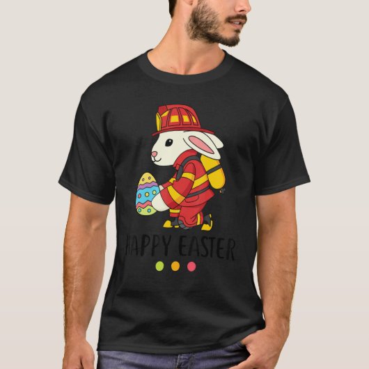 Brandweerman Bunny Fireman Egg Happy Pasen T-shirt (Voorkant)