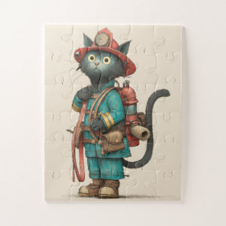 Brandweerman Cat Jigsaw Puzzel