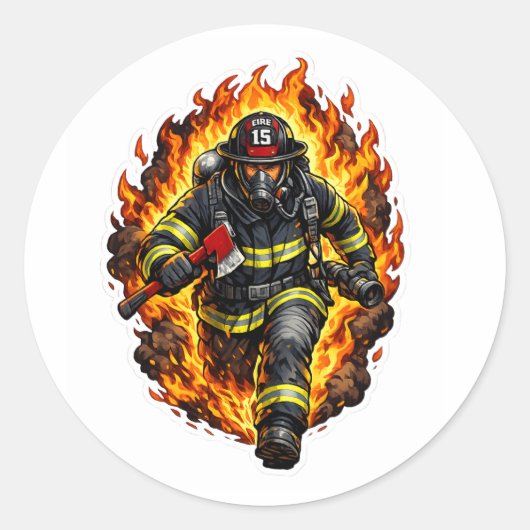 Brandweerman Chibi Sticker Schattige Brandweerman (Voorkant)