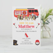 Brandweerman Child Birthday Party Theme Design Kaart (Staand voorkant)