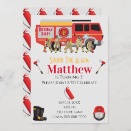 Brandweerman Child Birthday Party Theme Design Kaart