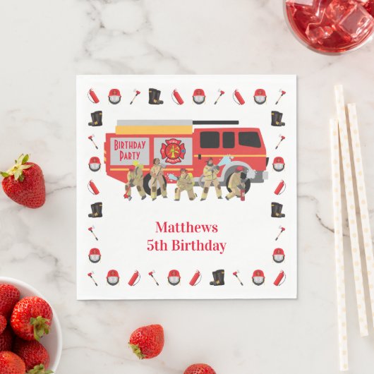 Brandweerman Child Birthday Party Theme Design Servet (Insitu)