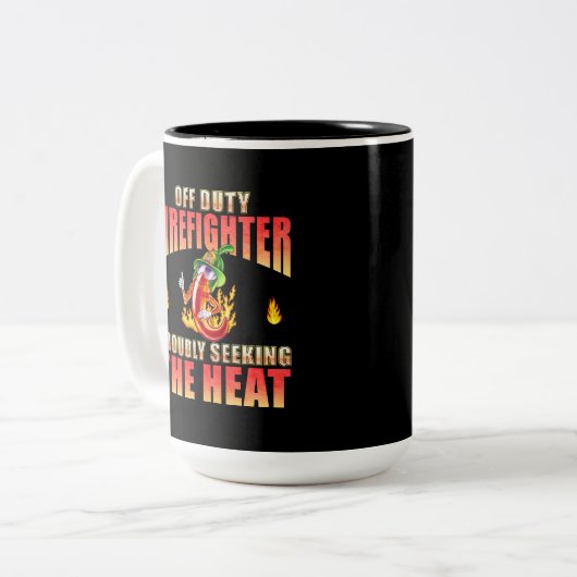 Brandweerman Chili zoekt trots warmte Tweekleurige Koffiemok (Voorkant links)