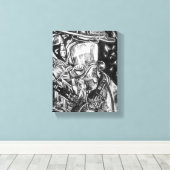 Brandweerman - Courage - houtskooltekening Canvas Afdruk (Insitu (Houten vloer))