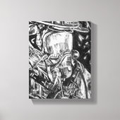 Brandweerman - Courage - houtskooltekening Canvas Afdruk (Voorkant)