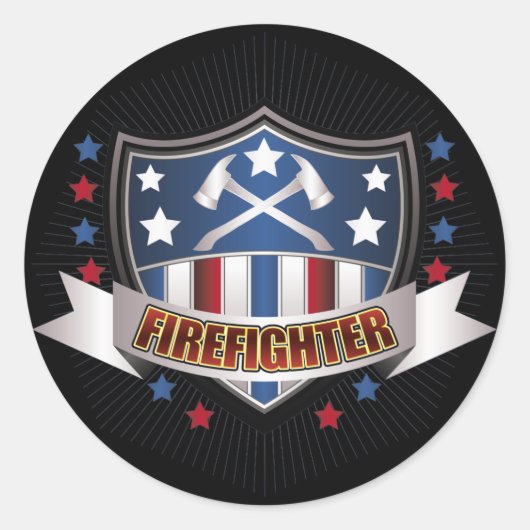 Brandweerman Crest Ronde Sticker (Voorkant)