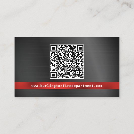 Brandweerman Custom Fire Logo Metallic QR-code Visitekaartje (Achterkant)