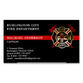 Brandweerman Custom Logo Modern Red Fire Departmen Magnetisch Visitekaartje (Voorkant)