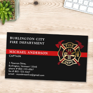 Brandweerman Custom Logo Modern Red Fire Departmen Visitekaartje