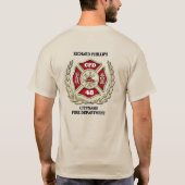 Brandweerman Custom Maltese Cross gepersonaliseerd T-shirt (Achterkant)
