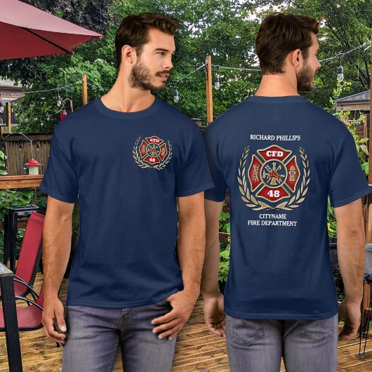 Brandweerman Custom Maltese Cross gepersonaliseerd T-shirt