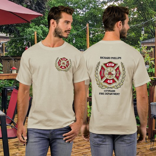 Brandweerman Custom Maltese Cross gepersonaliseerd T-shirt