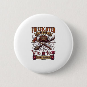 Brandweerman Dag Heks Nacht Halloween Helm Bijl B Ronde Button 5,7 Cm
