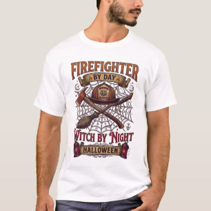 Brandweerman Dag Heks Nacht Halloween Helm Bijl B T-shirt