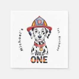 Brandweerman Dalmatiër Wild One 1st Verjaardag Par Servet
