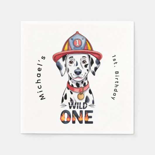Brandweerman Dalmatiër Wild One 1st Verjaardag Par Servet (Voorkant)