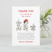 Brandweerman Dalmatiërs Jongen Verjaardagsfeestje Bedankkaart (Staand voorkant)