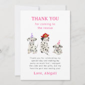 Brandweerman Dalmatiërs Roze Verjaardagsfeestje Bedankkaart (Voorkant)