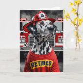 Brandweerman Dalmation draagt een gepensioneerd Sh Kaart (Gele Bloem)