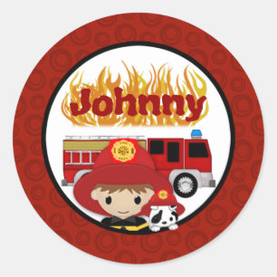 BRANDWEERMAN dalmatische brandweerwagen BRANDWEERN Ronde Sticker