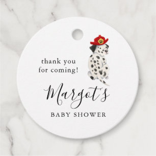 Brandweerman Dalmatische Hond Baby shower Bedankjes Labels