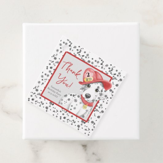 Brandweerman Dalmatische Vlekken Verjaardag Dank u Bedankjes Labels (In situ)