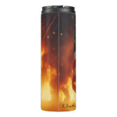 Brandweerman dapperheid Patriottische vlag ontwerp Thermosbeker (Achterkant)