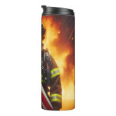 Brandweerman dapperheid Patriottische vlag ontwerp Thermosbeker (Geroteerd rechts)