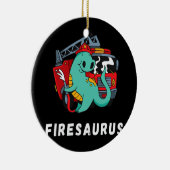 brandweerman Dinosaur Cute Fireman Truck Dino Keramisch Ornament (Rechts)