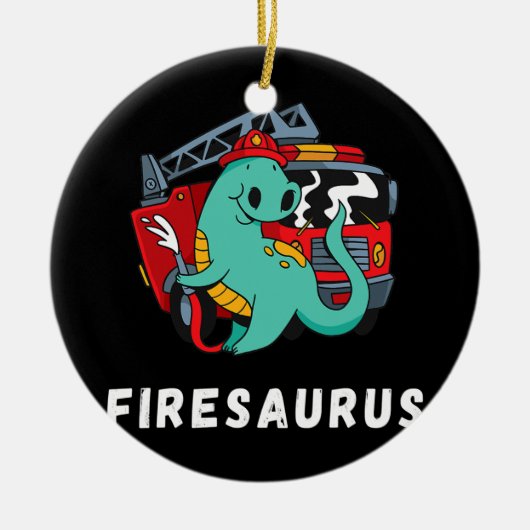 brandweerman Dinosaur Cute Fireman Truck Dino Keramisch Ornament (Voorkant)