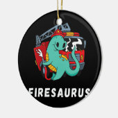 brandweerman Dinosaur Cute Fireman Truck Dino Keramisch Ornament (Links)