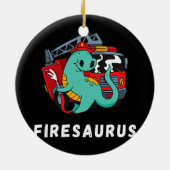 brandweerman Dinosaur Cute Fireman Truck Dino Keramisch Ornament (Achterkant)