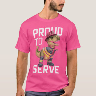 Brandweerman Dinosaurus T Rex vecht tegen vlammen T-shirt