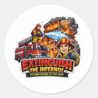 Brandweerman Dooft De Inferno Cartoon Sticker
