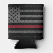 Brandweerman Dunne Rode Lijn Amerikaanse Vlag Koel Blikjeskoeler (Voorkant)