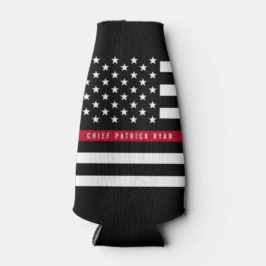 Brandweerman Dunne Rode Lijn Amerikaanse Vlag Mono Flesjeskoeler (Voorkant)