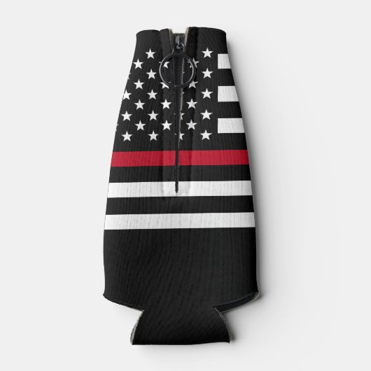 Brandweerman Dunne Rode Lijn Amerikaanse Vlag Mono Flesjeskoeler (Achterkant)