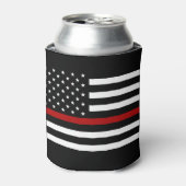 Brandweerman Dunne Rode Lijn Fles Koeler (Blikje Voorkant)