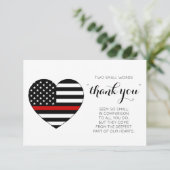 Brandweerman Dunne Rode Lijn Vlag Hart Brandweerma Bedankkaart (Staand voorkant)