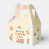 Brandweerman eerste verjaardag brandweerauto bedankdoosjes (Achterkant)