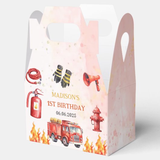 Brandweerman eerste verjaardag brandweerauto bedankdoosjes (Geopend)