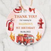 Brandweerman eerste verjaardagsfeest bedankjes labels (Voorkant)
