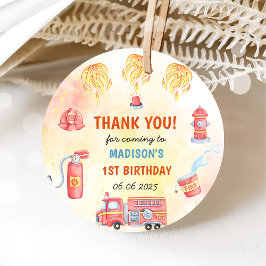 Brandweerman eerste verjaardagsfeest bedankjes labels