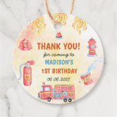 Brandweerman eerste verjaardagsfeest bedankjes labels (Voorkant)