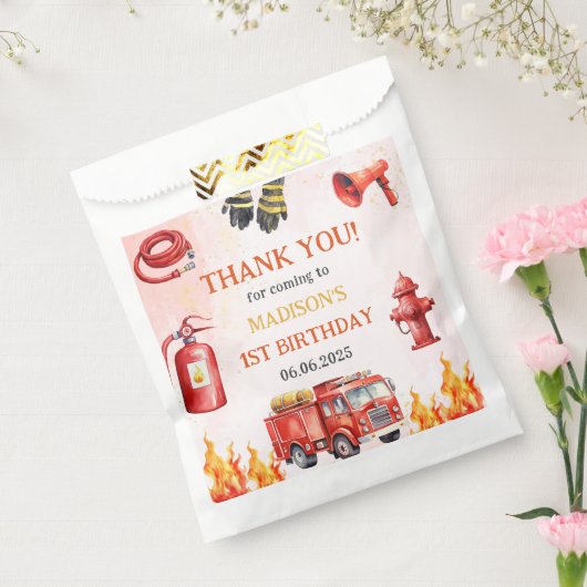 Brandweerman eerste verjaardagsfeest bedankzakje (Gezegeld)